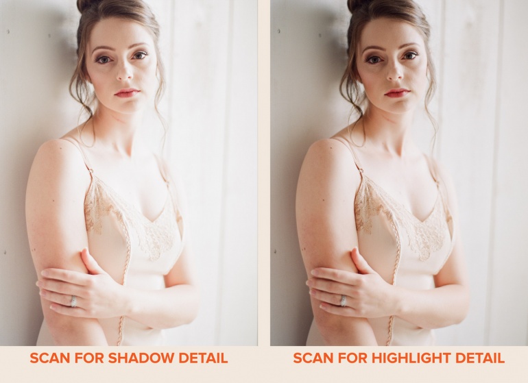 Another example of the difference in an image scanned for shadow detail and highlight detail
