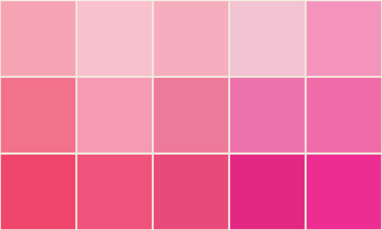 Just a few examples of the multitude shades of pink